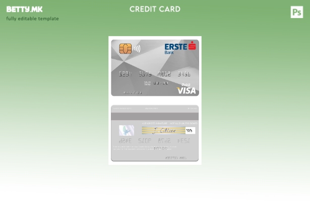 Модерен стил Шаблон за виза дебитна картичка за Унгарија Erste Bank